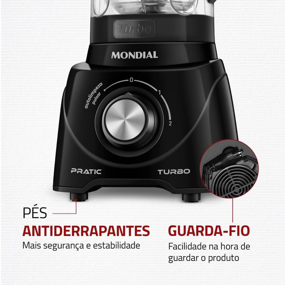Liquidificador Mondial L-98-B Pratic Turbo com 2 Velocidades e Função Pulsar 550W - Preto - 6