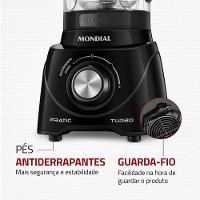 Liquidificador Mondial L-98-B Pratic Turbo com 2 Velocidades e Função Pulsar 550W - Preto - 6