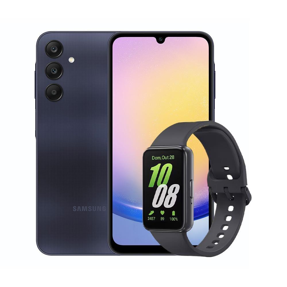 Smartphone Samsung Galaxy A25 5G 256GB Azul Escuro, 8GB, Tela Infinita de 6.5", Octa-Core, Câmera Tripla Traseira + Galaxy Fit3 Grafite - 1