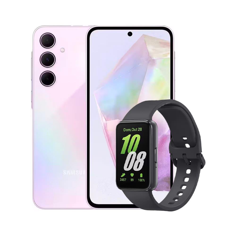 Smartphone Samsung Galaxy A35 5G Rosa 128GB, 6GB RAM, Câmera Tripla Traseira de até 50MP e Tela super AMOLED de 6,6" + Galaxy Fit3 Grafite - 1