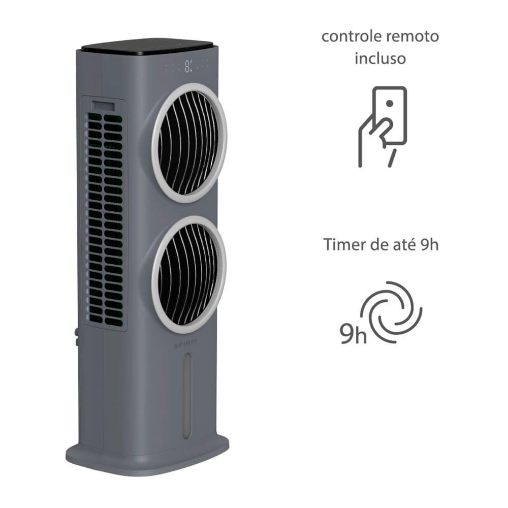 Climatizador de Ar Spirit Turbo 95cm, 90W com Controle Remoto, Display LED, Timer de até 9 horas, 10 Litros – Cinza - 2