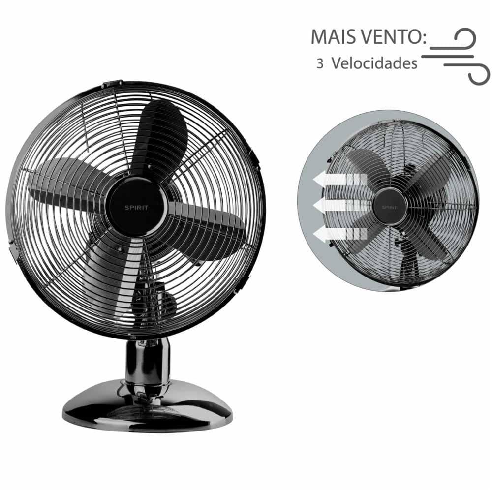 Ventilador de Mesa 40cm Spirit Retro com 3 Velocidades e Função Oscilação – Chumbo Metálico - 5