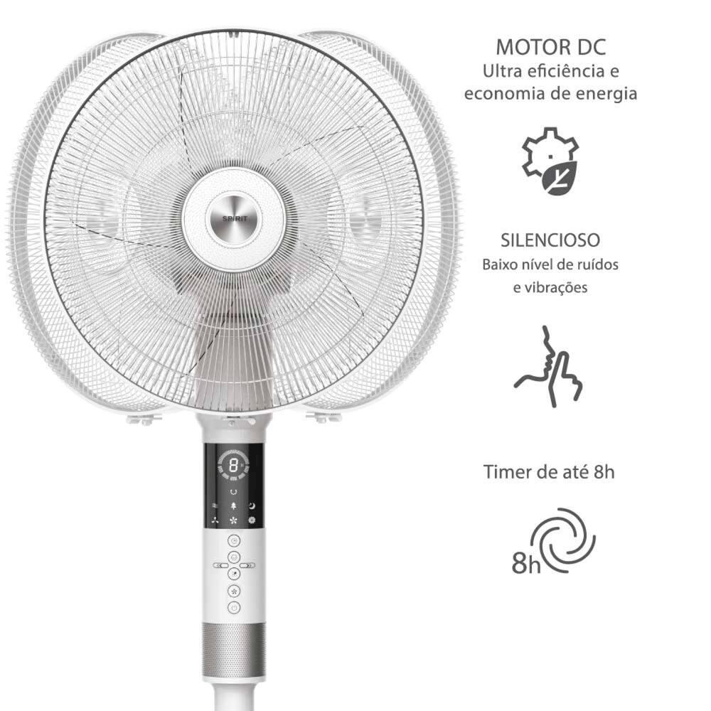 Ventilador de Coluna 40cm Spirit 360º com 3 Velocidades, Controle Remoto, Display LED e Timer de até 8 Horas – Branco - 5