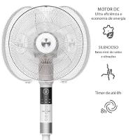 Ventilador de Coluna 40cm Spirit 360º com 3 Velocidades, Controle Remoto, Display LED e Timer de até 8 Horas – Branco - 5