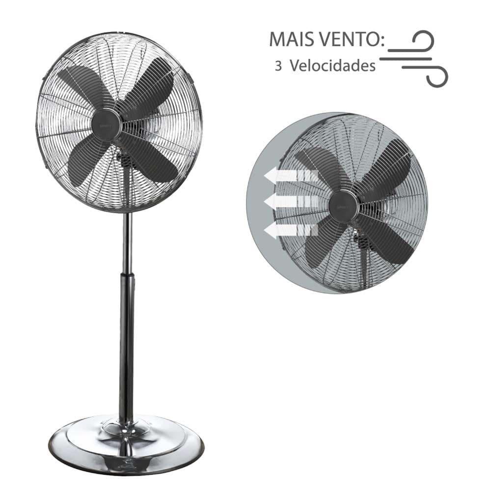 Ventilador de Coluna 40cm Spirit Retro com 3 Velocidades e Função Oscilação – Chumbo Metálico - 3