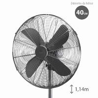 Ventilador de Coluna 40cm Spirit Retro com 3 Velocidades e Função Oscilação – Chumbo Metálico