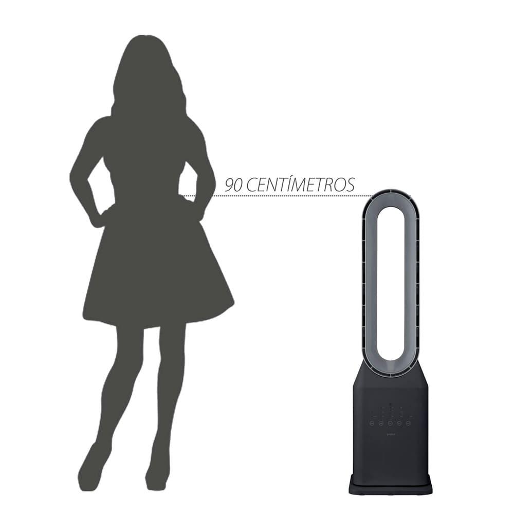 Circulador de Ar Spirit Bladeless com 3 Velocidades, Timer, Função Bom Sono e Vento Natural - Preto/Prata - 8