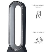 Circulador de Ar Spirit Bladeless com 3 Velocidades, Timer, Função Bom Sono e Vento Natural - Preto/Prata