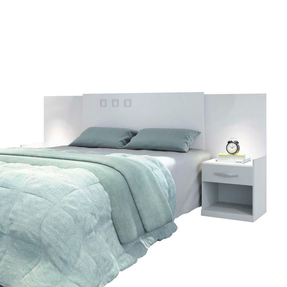Cama Box Conjugada Casal Probel PROdormir Advanced com Espuma D28 - 54x138x188 cm + Cabeceira para Cama de Casal Santos Andirá Havana Plus com Mesa - 1