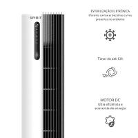 Ventilador de Torre 110cm Spirit Esterilizador com 12 velocidades, Controle Remoto e Timer de até 12 horas, Branco – 220V