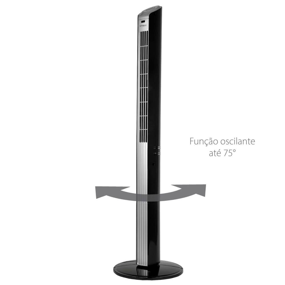 Ventilador de Torre Spirit TS1200 com 3 Velocidades, Função Oscilante e Controle Remoto – Preto - 3