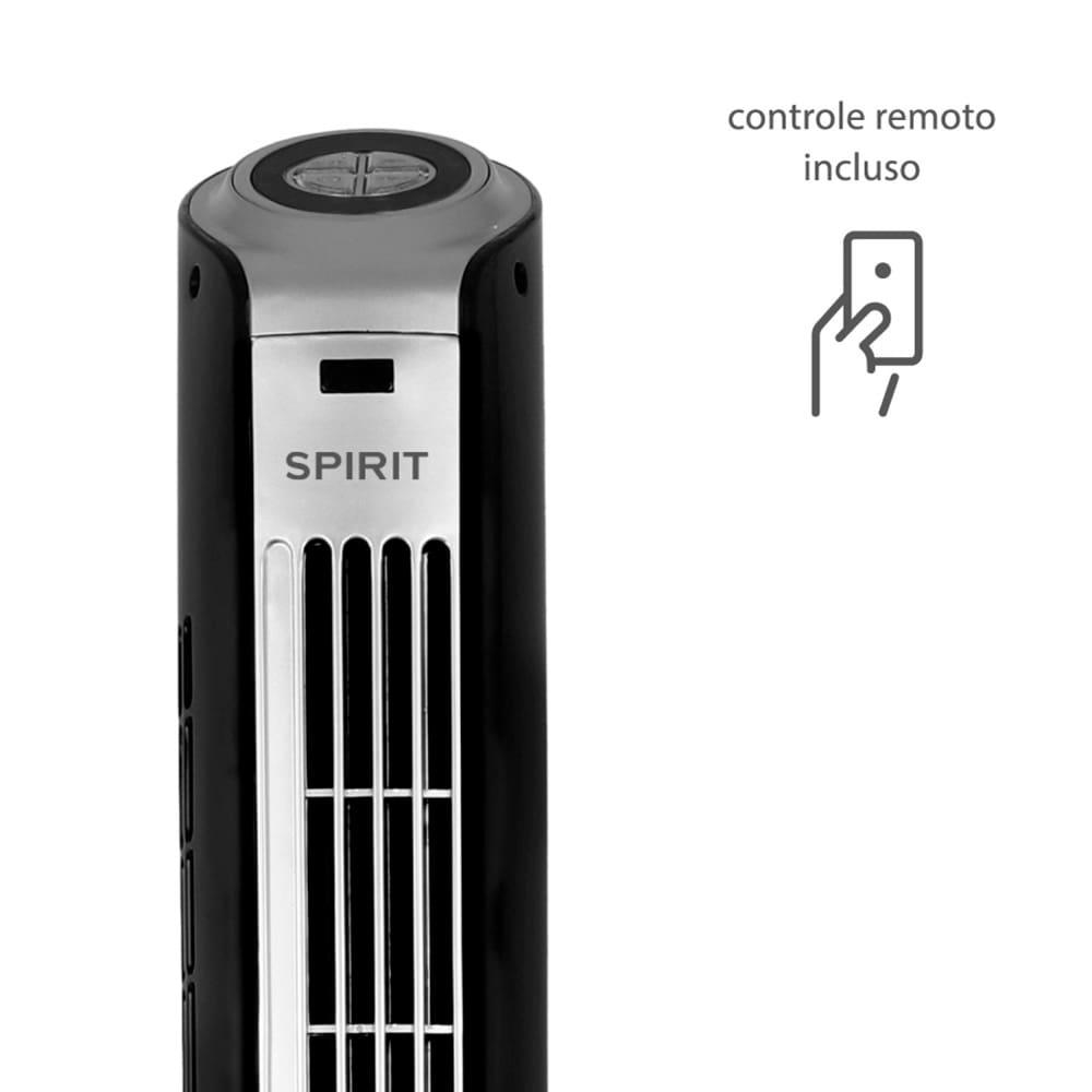 Ventilador de Torre Spirit TS1200 com 3 Velocidades, Função Oscilante e Controle Remoto – Preto - 4