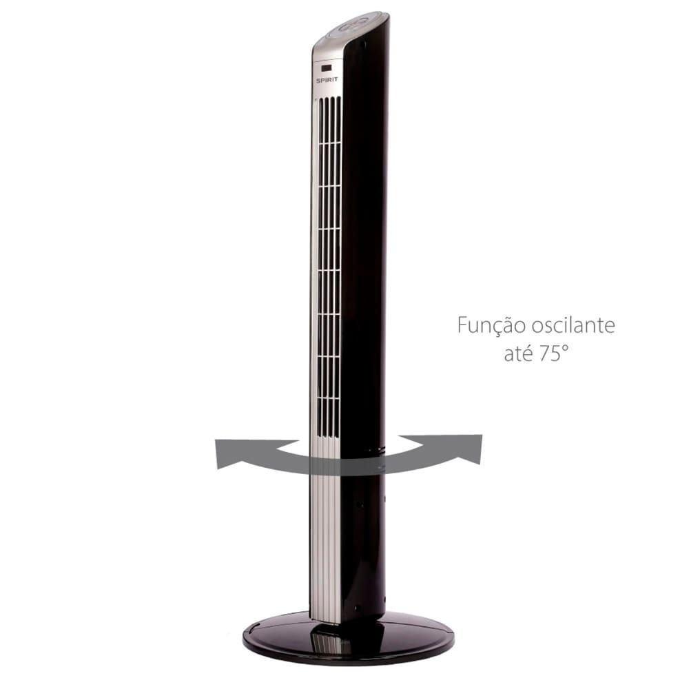 Ventilador de Torre 90cm Spirit Slim 40W de Potência com 3 Velocidades, Função Bom Sono e Vento Natural – Preto/Prata - 2