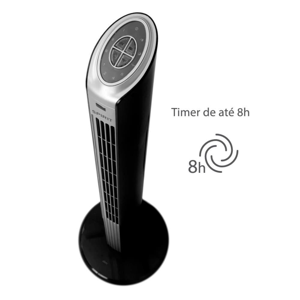 Ventilador de Torre 90cm Spirit Slim 40W de Potência com 3 Velocidades, Função Bom Sono e Vento Natural – Preto/Prata - 3
