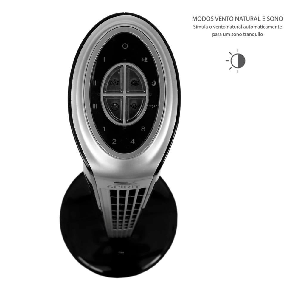 Ventilador de Torre 90cm Spirit Slim 40W de Potência com 3 Velocidades, Função Bom Sono e Vento Natural – Preto/Prata - 5