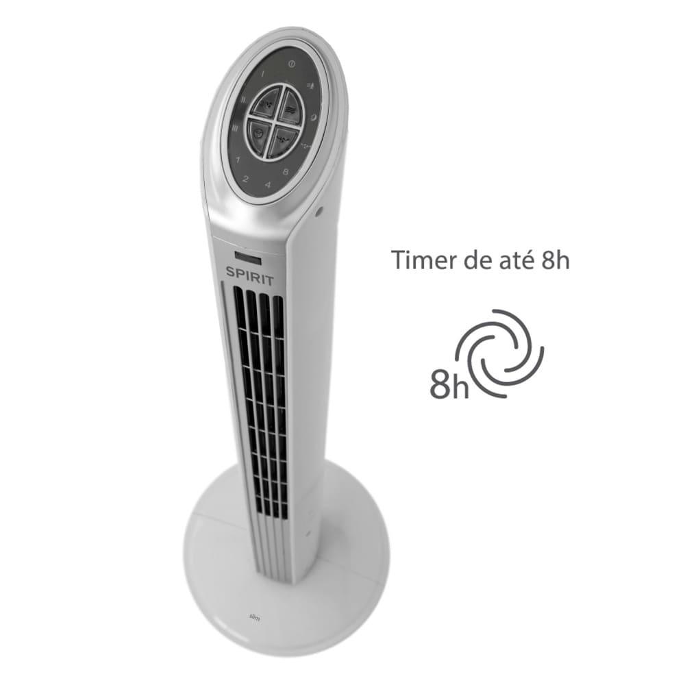 Ventilador de Torre 90cm Spirit Slim 40W de Potência com 3 Velocidades, Função Bom Sono e Vento Natural – Branco/Prata - 3