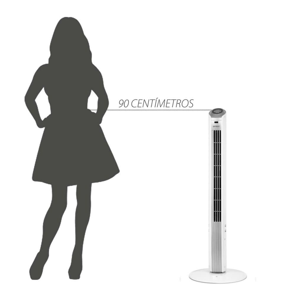Ventilador de Torre 90cm Spirit Slim 40W de Potência com 3 Velocidades, Função Bom Sono e Vento Natural – Branco/Prata - 8