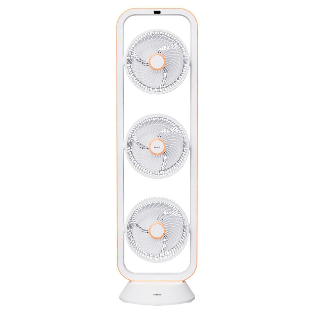 Ventilador de Torre Spirit Robot Triplo 130W com 3 Velocidades, Controle Remoto e Painel Digital com Display LED - Branco/Caramelo - 2