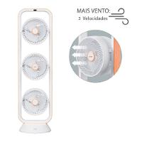 Ventilador de Torre Spirit Robot Triplo 130W com 3 Velocidades, Controle Remoto e Painel Digital com Display LED - Branco/Caramelo - 5