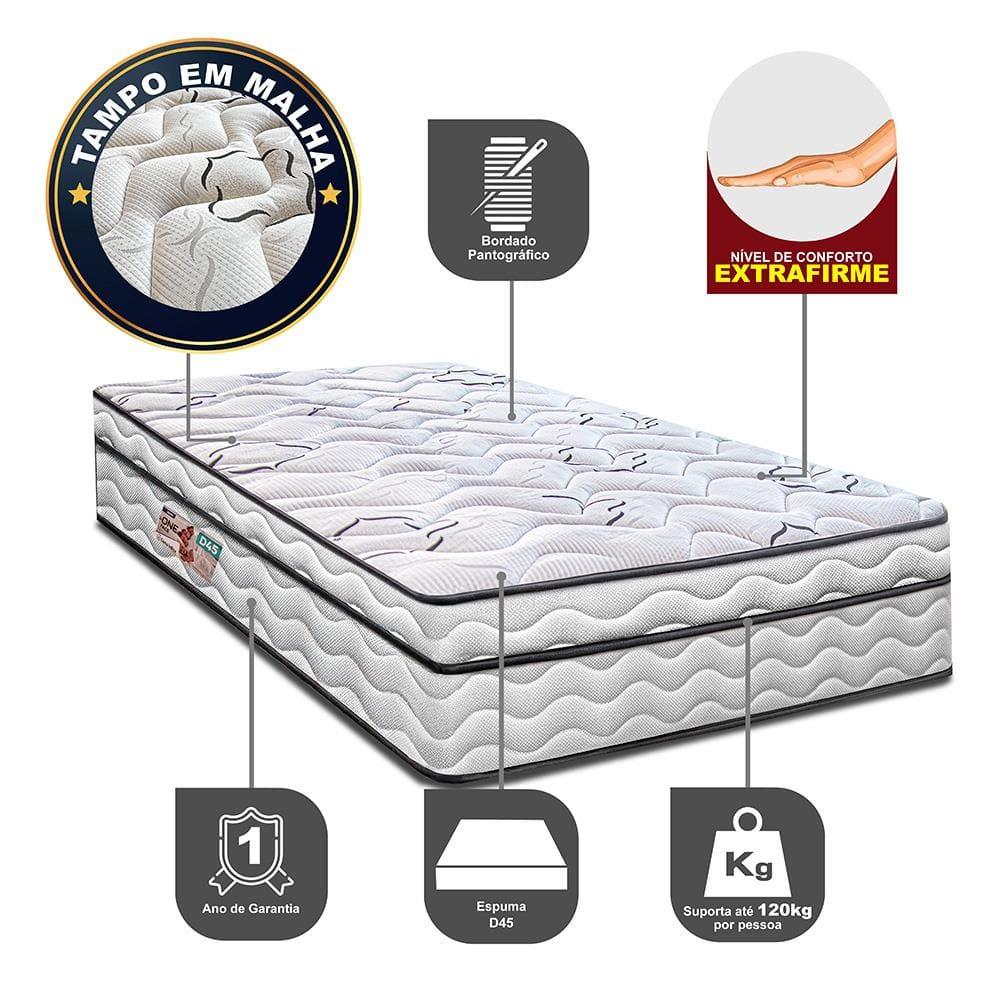 Colchão de Solteiro Cama InBox Moderne Ortopédico com Camada Especial de Espuma D45 25x88x188cm - Branco/Grafite - 6