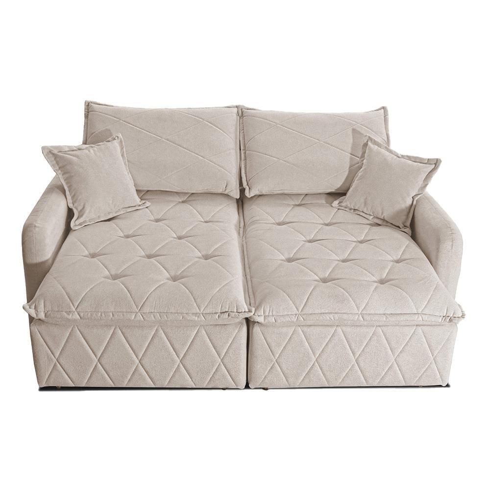 Sofá 3 lugares Cama inBox Sublime com Assento Retrátil e Encosto Reclinável em Boucle - 200cm de Largura - 3