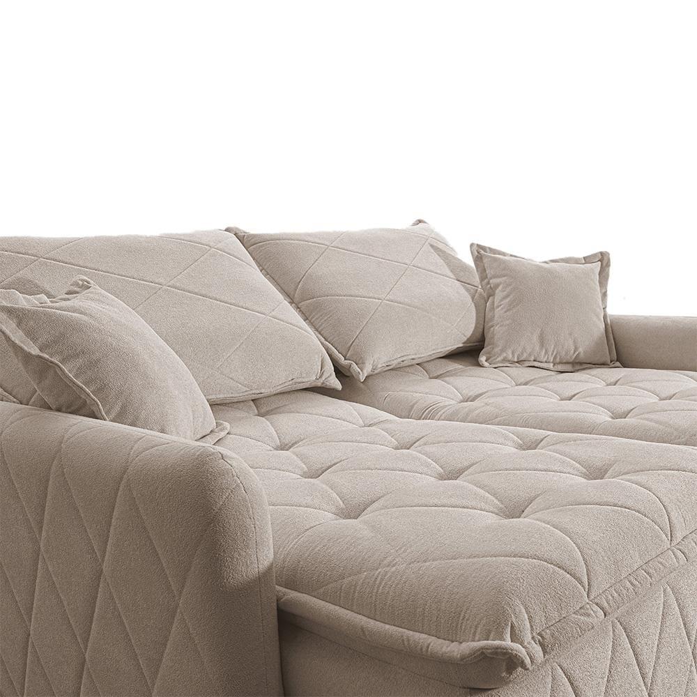 Sofá 3 lugares Cama inBox Sublime com Assento Retrátil e Encosto Reclinável em Boucle - 200cm de Largura - 4