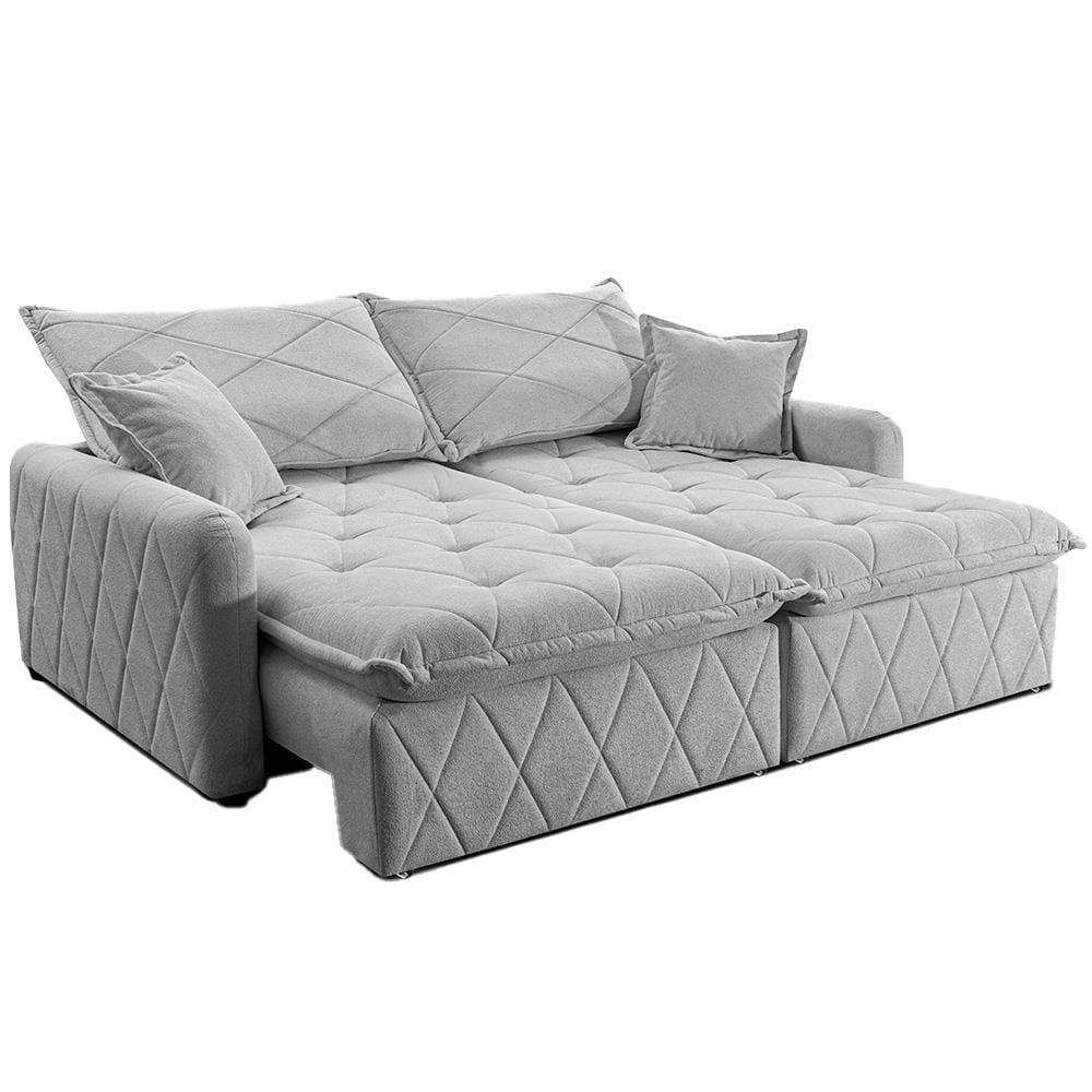 Sofá 3 lugares Cama inBox Sublime com Assento Retrátil e Encosto Reclinável em Boucle - 200cm de Largura - 2