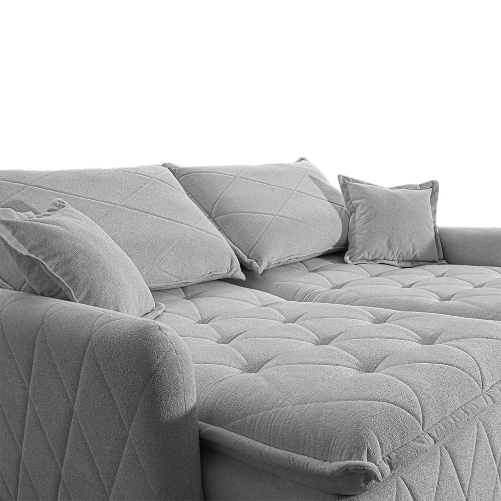 Sofá 3 lugares Cama inBox Sublime com Assento Retrátil e Encosto Reclinável em Boucle - 200cm de Largura - 3