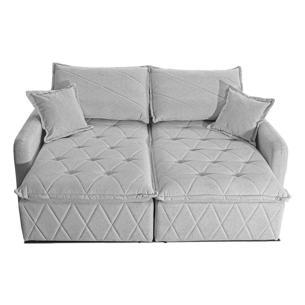 Sofá 3 lugares Cama inBox Sublime com Assento Retrátil e Encosto Reclinável em Boucle - 200cm de Largura - 4