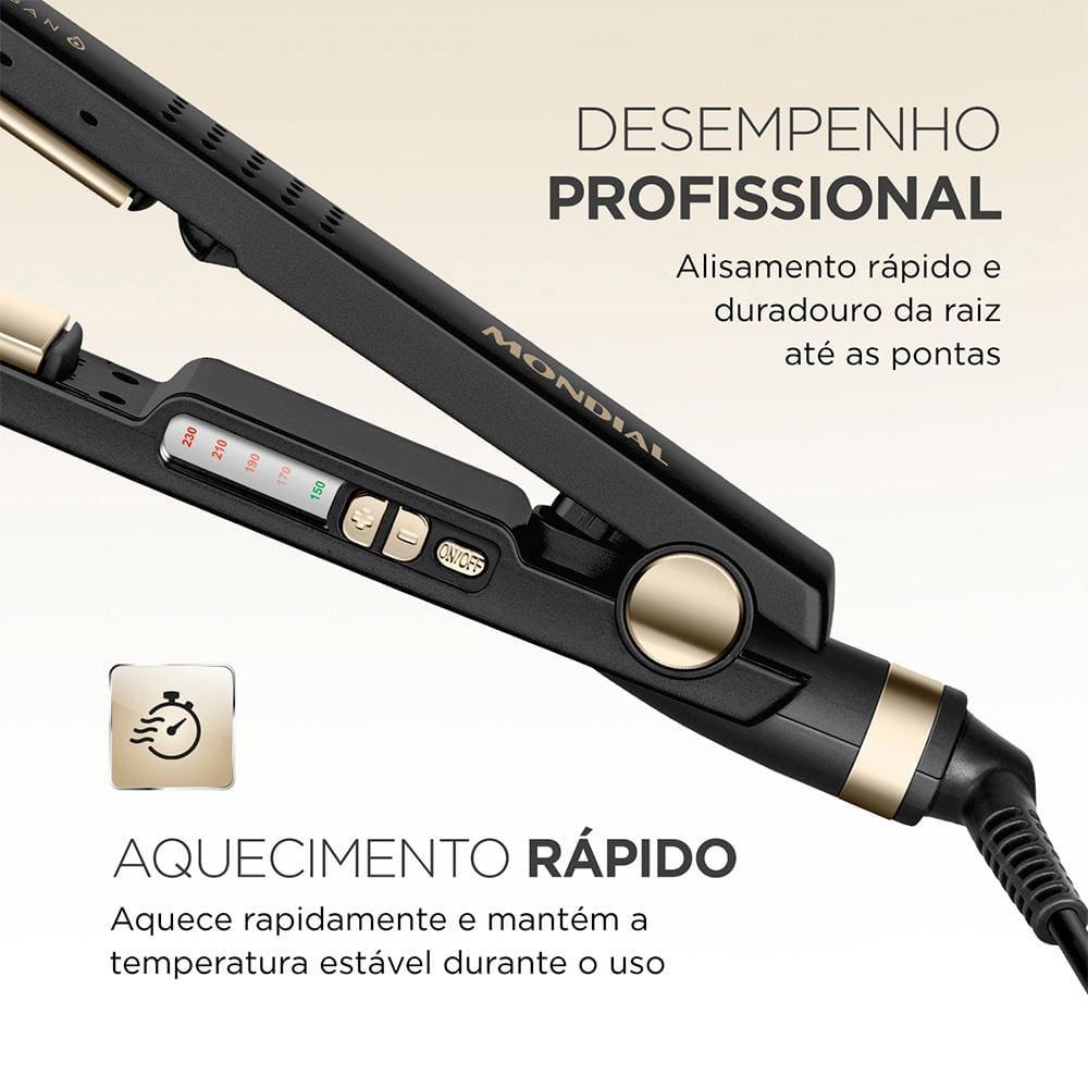 Chapinha Prancha Alisadora Mondial Black Gold Argan P-30T Preto Bivolt - 3