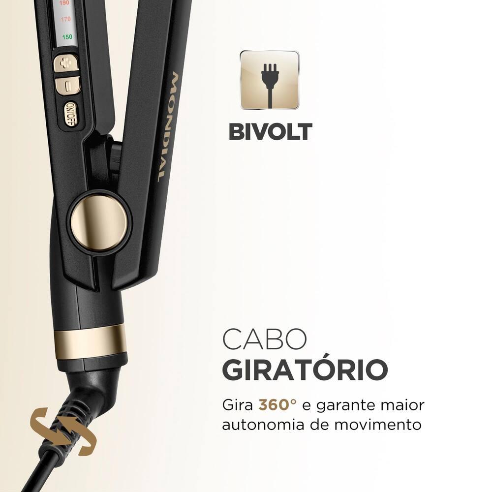 Chapinha Prancha Alisadora Mondial Black Gold Argan P-30T Preto Bivolt - 11