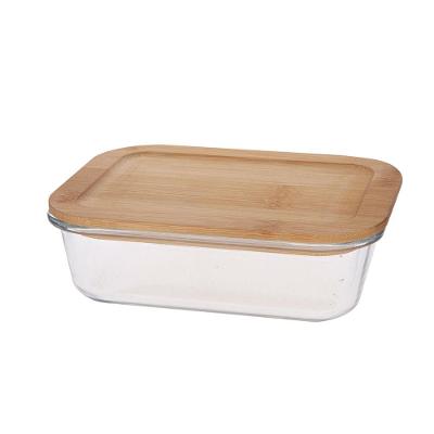 Porta Mantimentos Retangular Dynasty em Vidro Borossilicato e Bambu - 1 litro