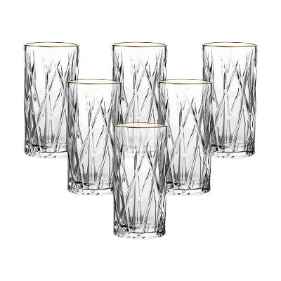 Jogo de Copos Altos L’Hermitage Forest com Borda Dourada 350ml - 6 Peças