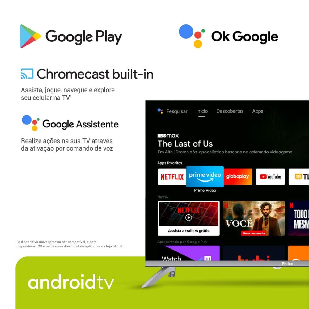 Smart TV 32" Philco HD DLED PTV32M9GACGB com Sistema Operacional Android TV, Processador Quad Core, Dolby Audio e Chromecast built in - 9