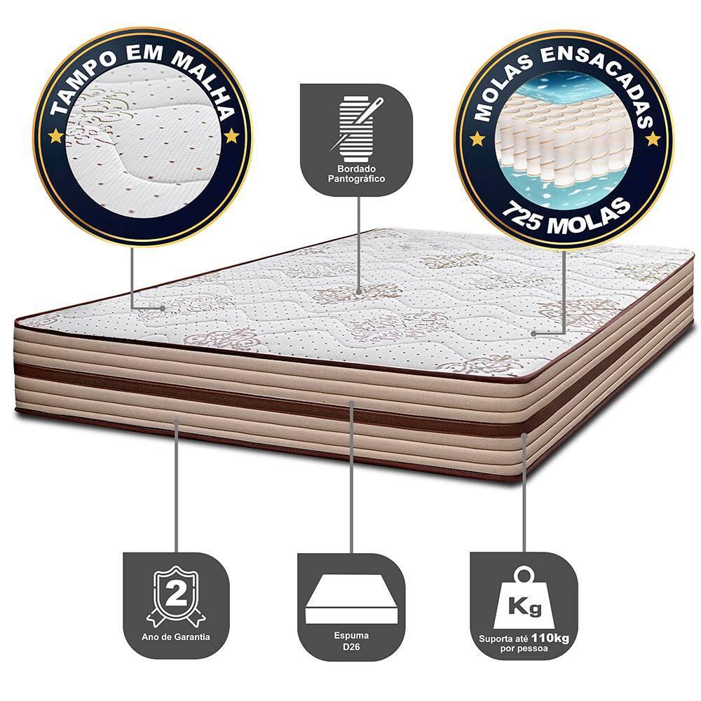 Cama Box King Size Bipartida Cama InBox Livity com Molas Ensacadas e Espuma D26 24x193x203cm – Bege - 4