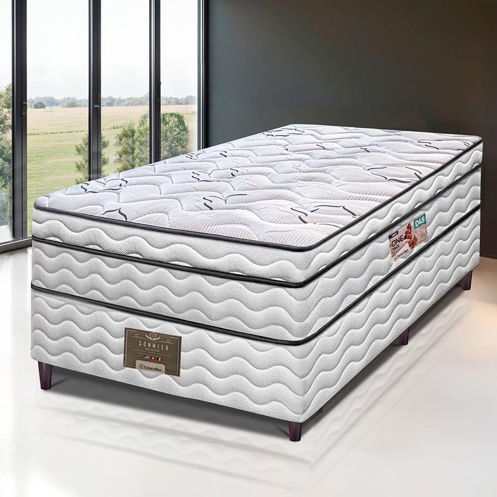 Cama Box Solteiro Cama Inbox Moderne Ortopédico com Camada Especial de Espuma D45 63x88x188cm - Branco/Grafite - 1