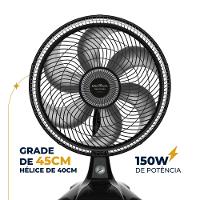 Ventilador de Mesa 2 em 1 Britânia Maxx Force BVT405 40cm 6 Pás 3 Velocidades 150W Preto - 9