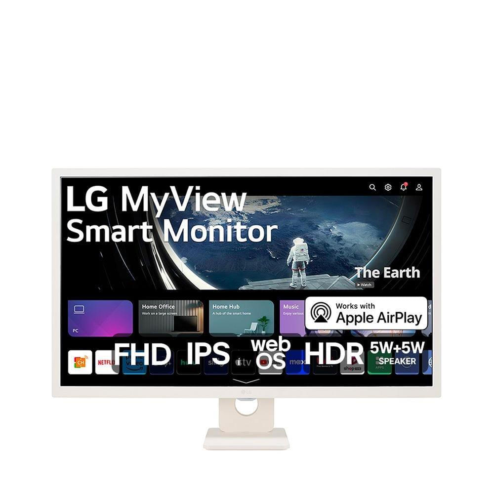 Monitor LG 32” MyView Smart 32SR50F-W com Tela IPS, Full HD, WebOs, Screen Share, HDR10, ThinQ, Air Play 2, Bluetooth, USB e HDMI - Branco - 1