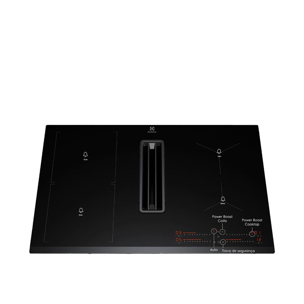 Cooktop de Indução 4 Bocas Electrolux 2 em 1 com Coifa Integrada Expert IE8CH, 9 Níveis de Potência, Display Digital e Painel Full Touch - 220V - 1