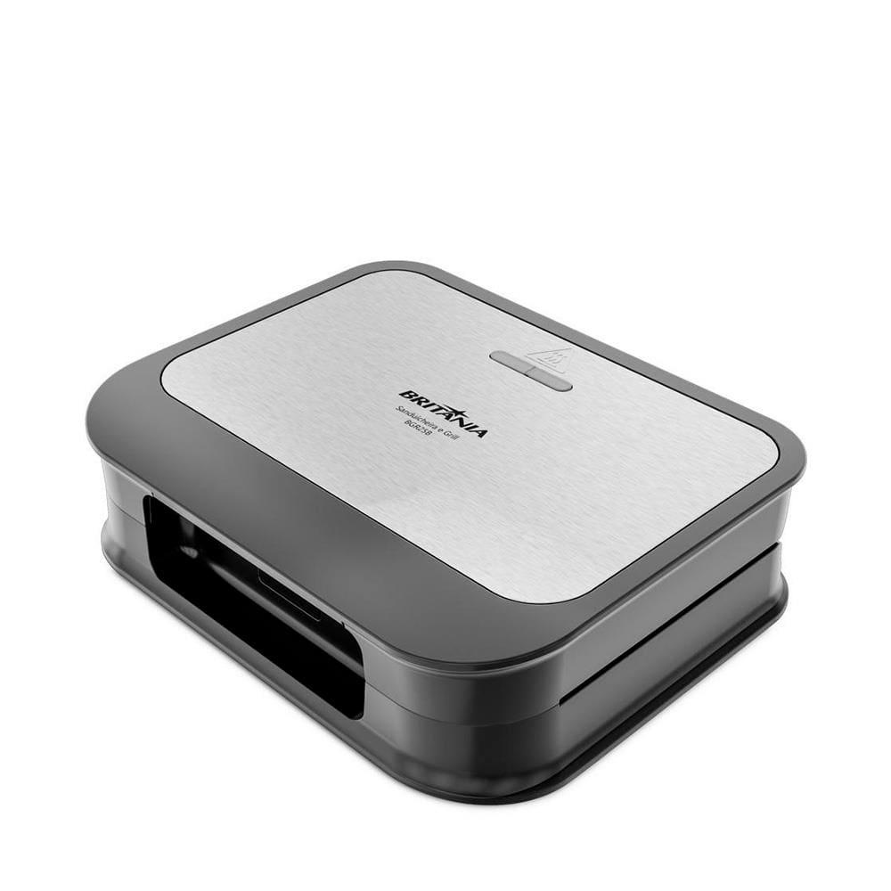 Sanduicheira e Grill Britânia BGR25B com Revestimento antiaderente, Trava de Fechamento e Base Antiderrapante – Preto/Inox - 1