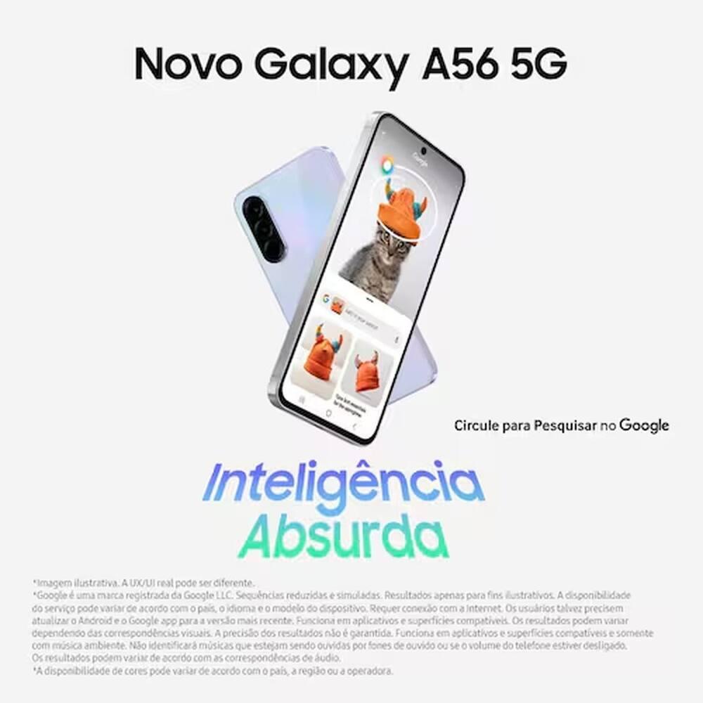 Smartphone Samsung Galaxy A56 5G Preto 128GB, 8GB RAM, Câmera Tripla 50MP, Tela 6.7", IP67, NFC e Recursos AI + Galaxy Fit3 Grafite Display de 1.6" - 9