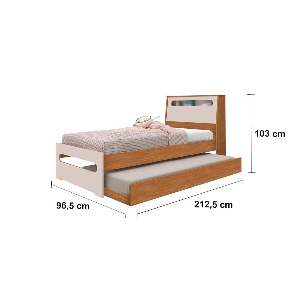 Bicama Solteiro Barreto Manu com Baú - Nature/Off White - 4