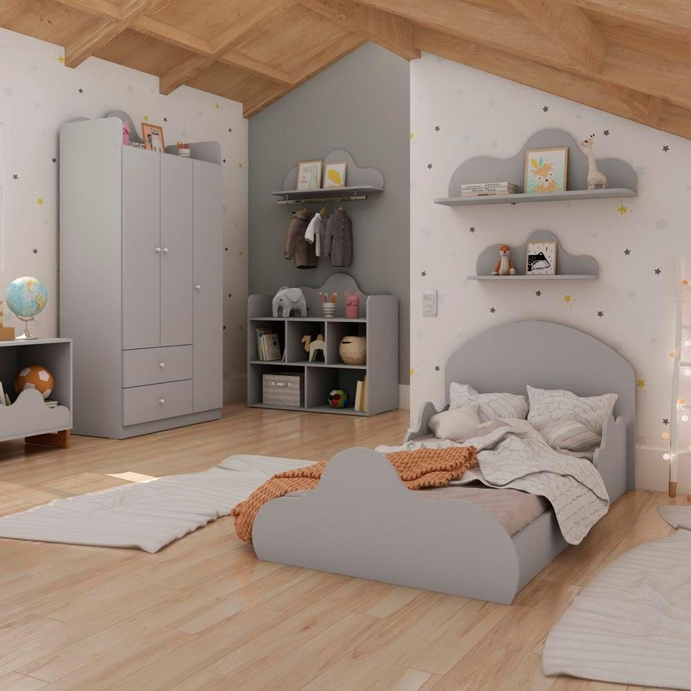 Mini Cama Infantil Genialflex Nuvem com Grade de Proteção - Fendi - 2