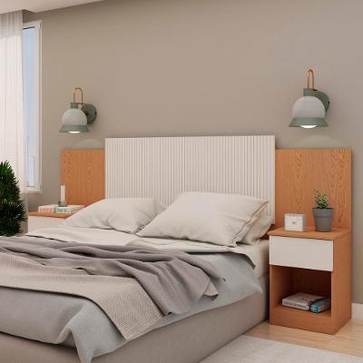 Cabeceira Extensível para Cama de Casal e Queen Size Genialflex Roma em MDP com detalhes Frisados – Cinamomo/Off White