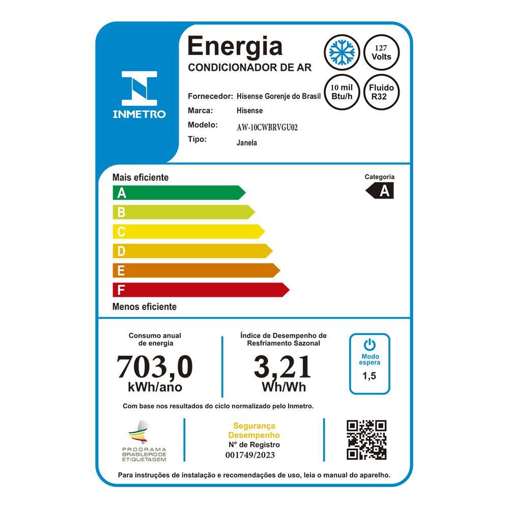 Ar-Condicionado de Janela Hisense AW-10CWBRVGU02 Wi-Fi 10.000 BTUs Frio Branco – 110V - 8