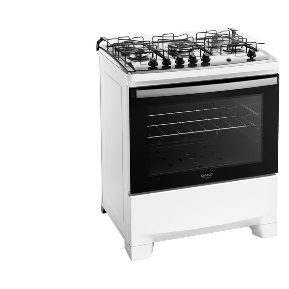 Fogão 5 Bocas Dako Supreme com Mesa em Inox e Acendimento Automático Branco – Bivolt - 1