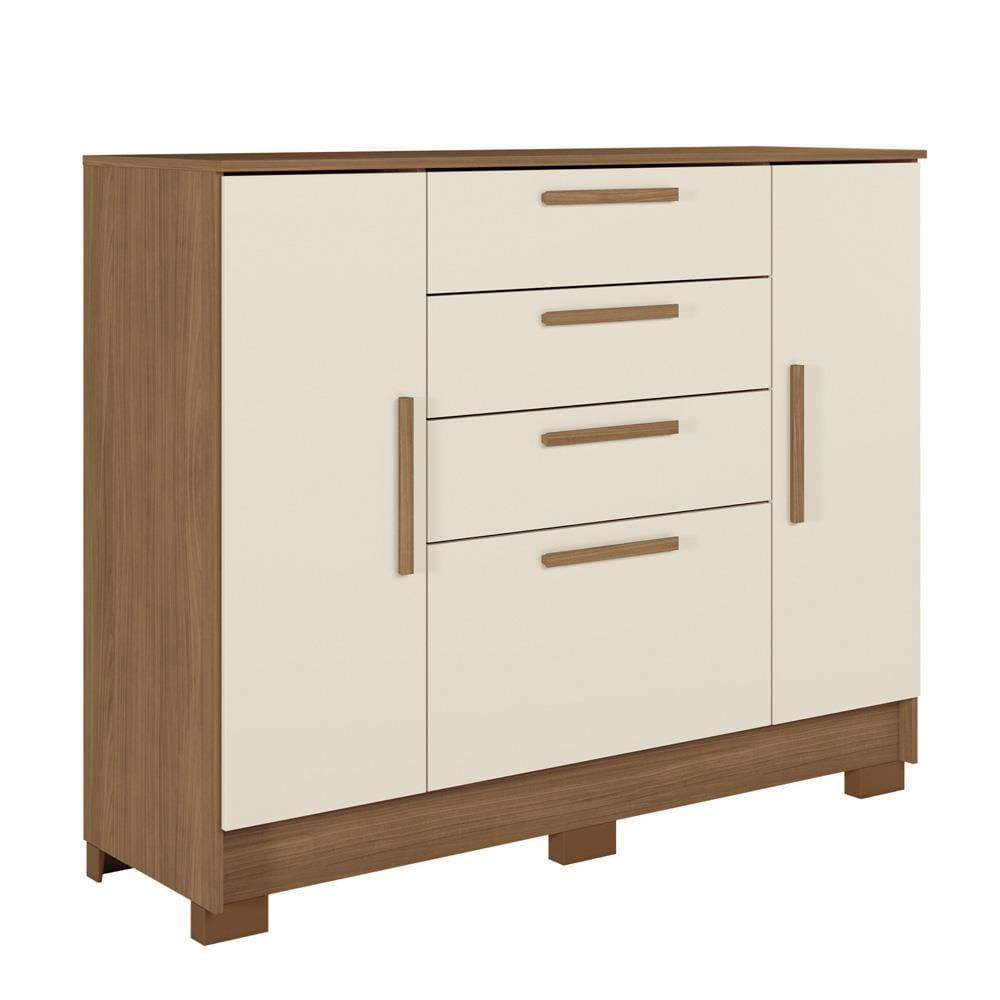 Cômoda Santos Andirá Pinhais com 2 Portas, 4 Gavetas, 1 Prateleira e 1 Cabideiro - 130,2cm de largura - 2