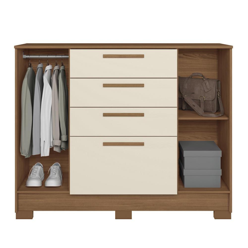 Cômoda Santos Andirá Pinhais com 2 Portas, 4 Gavetas, 1 Prateleira e 1 Cabideiro - 130,2cm de largura - 3