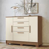 Cômoda Santos Andirá Pinhais com 2 Portas, 4 Gavetas, 1 Prateleira e 1 Cabideiro - 130,2cm de largura - 1