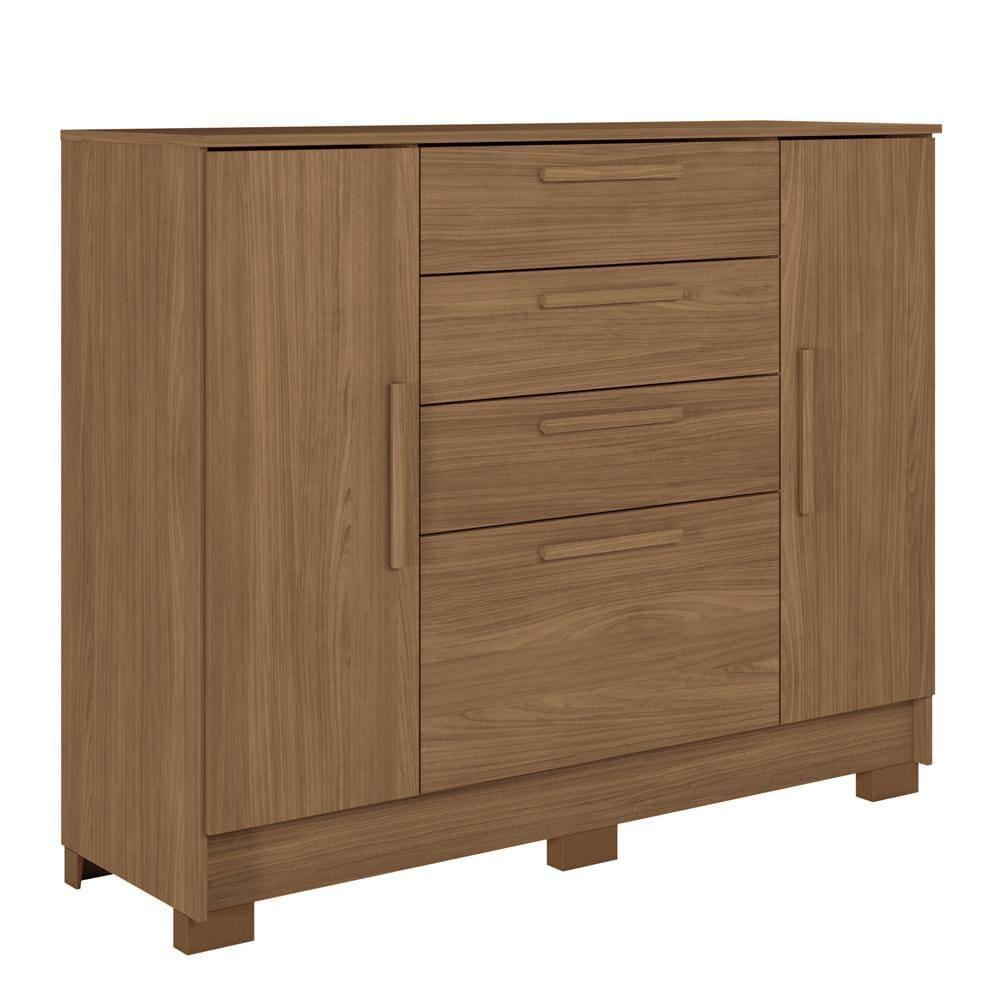 Cômoda Santos Andirá Pinhais com 2 Portas, 4 Gavetas, 1 Prateleira e 1 Cabideiro - 130,2cm de largura - 2